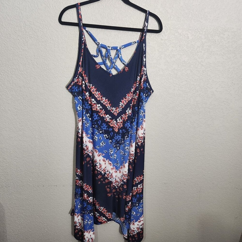 Maurices Womens Floral Print Navy & Blue Sleeveless Strappy Back Handkerchief